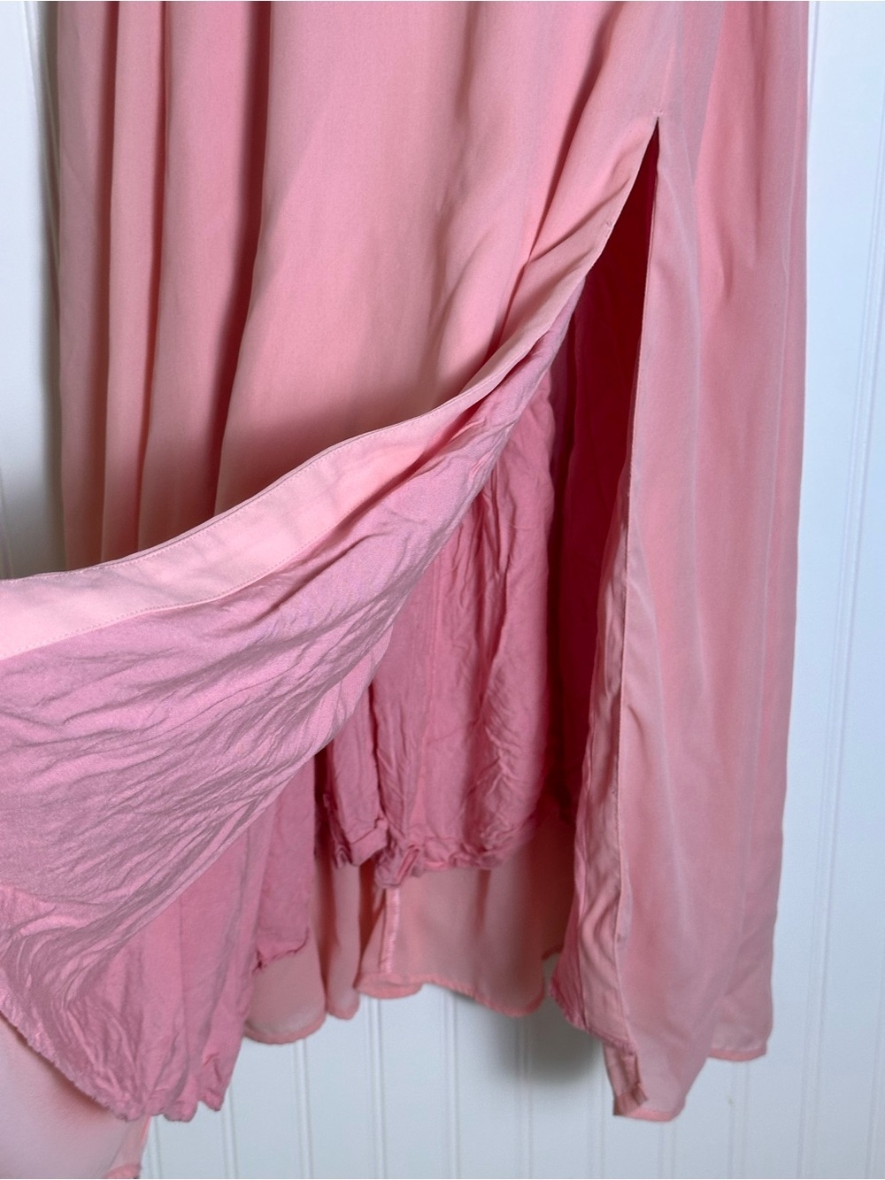 Abercrombie & Fitch Tie-Strap Corset Midi Dress Light Pink L Corset Split - Picture 7 of 14